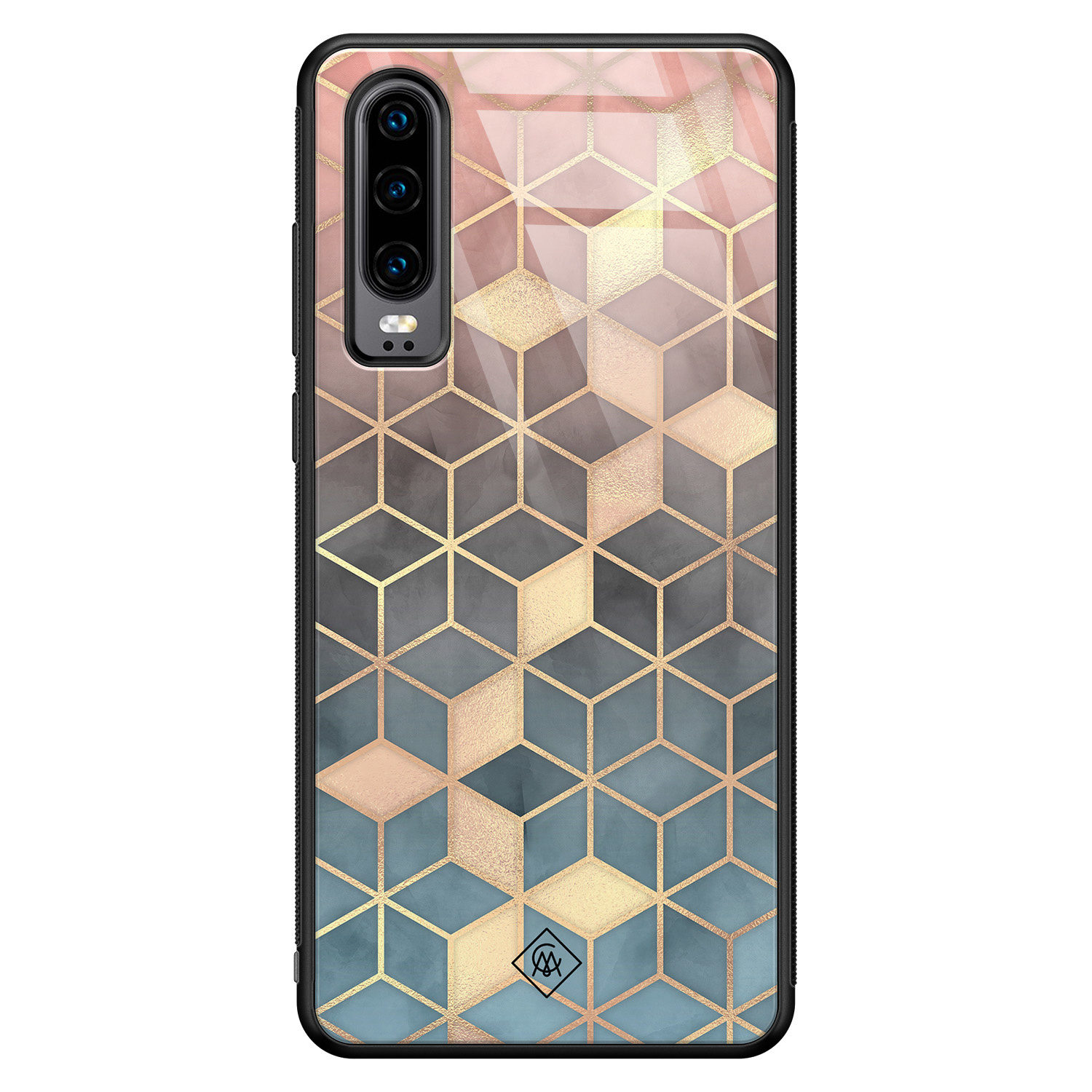 Huawei P30 glazen hardcase - Cubes art