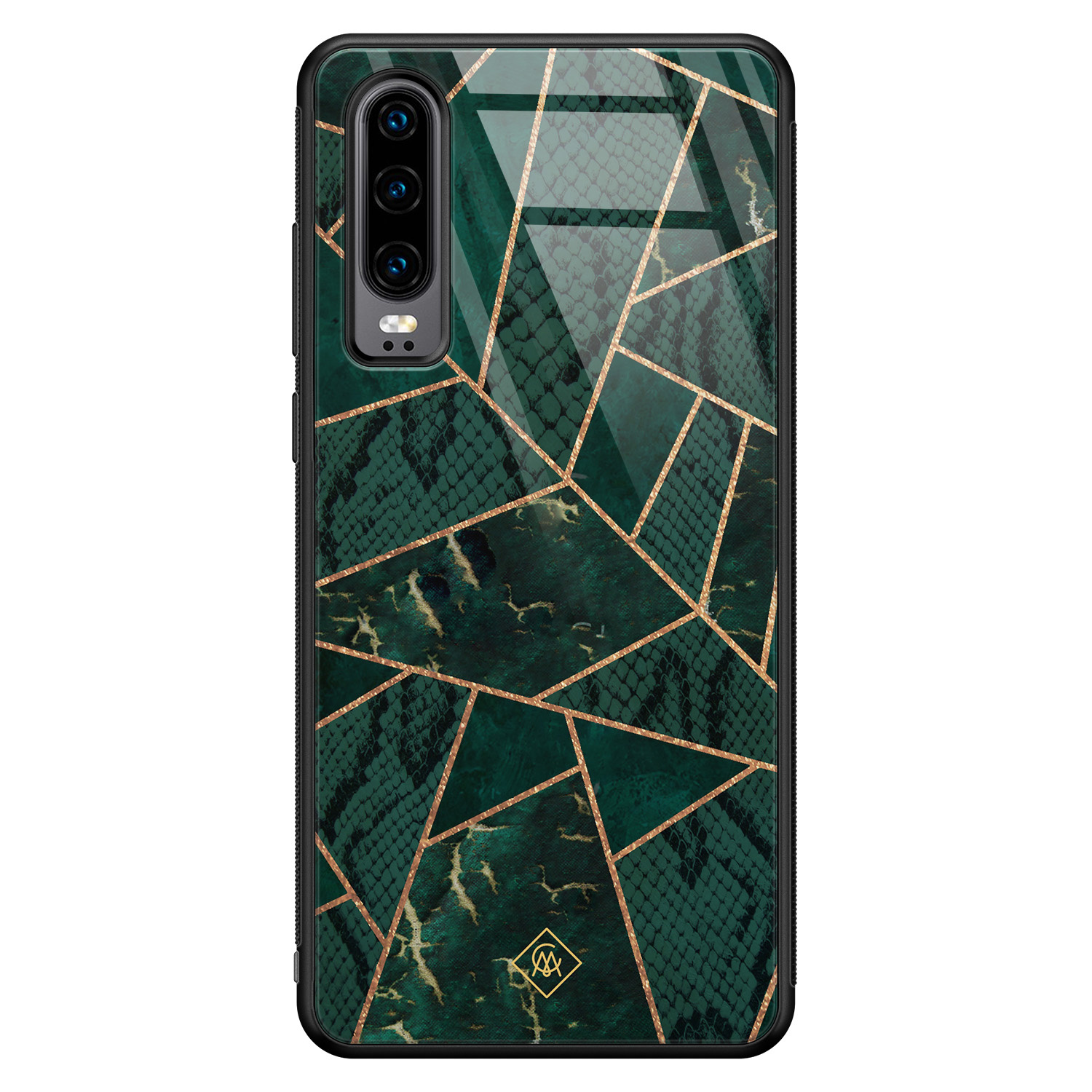 Huawei P30 glazen hardcase - Abstract groen