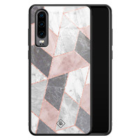 Casimoda Huawei P30 glazen hardcase - Stone grid