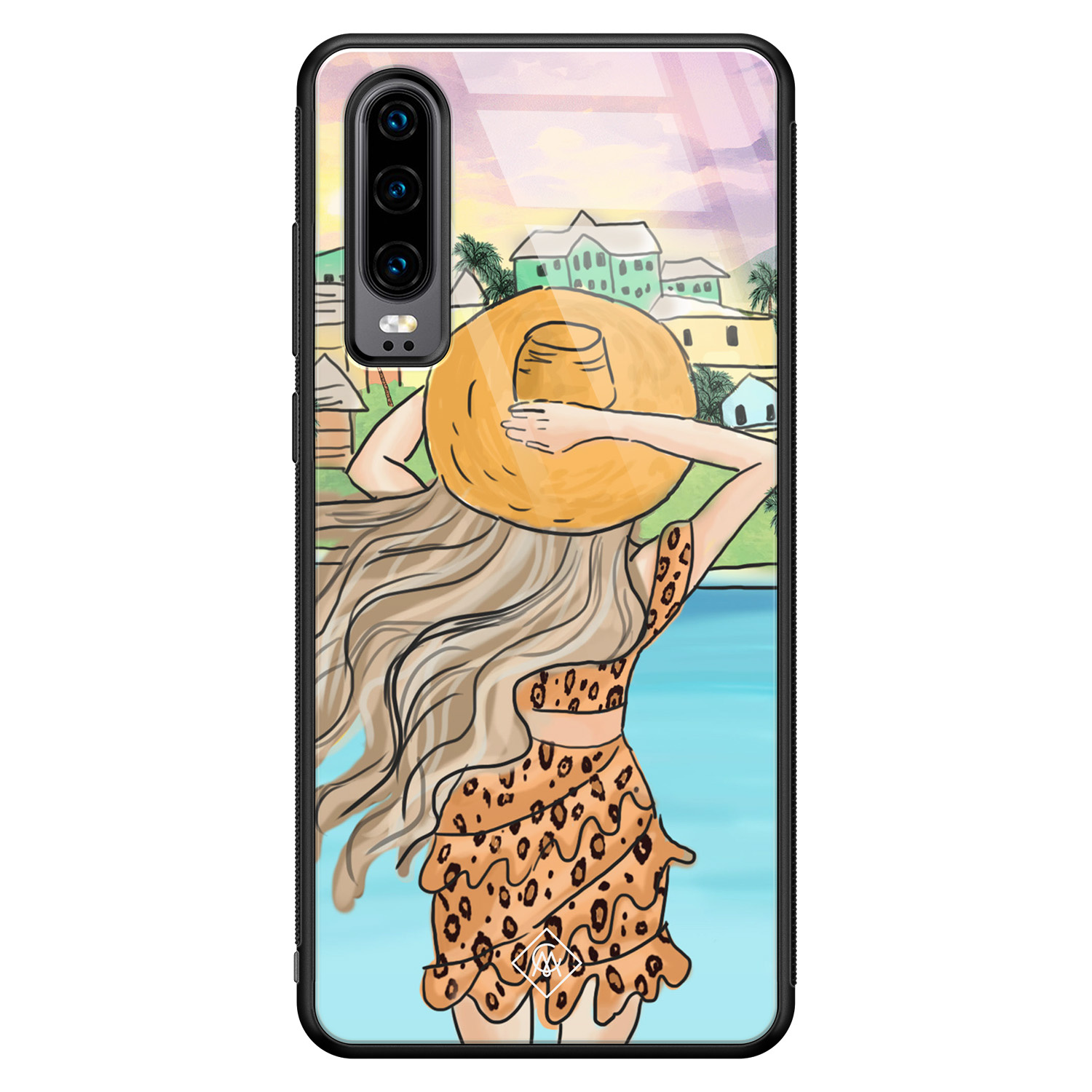 Huawei P30 glazen hardcase - Sunset girl