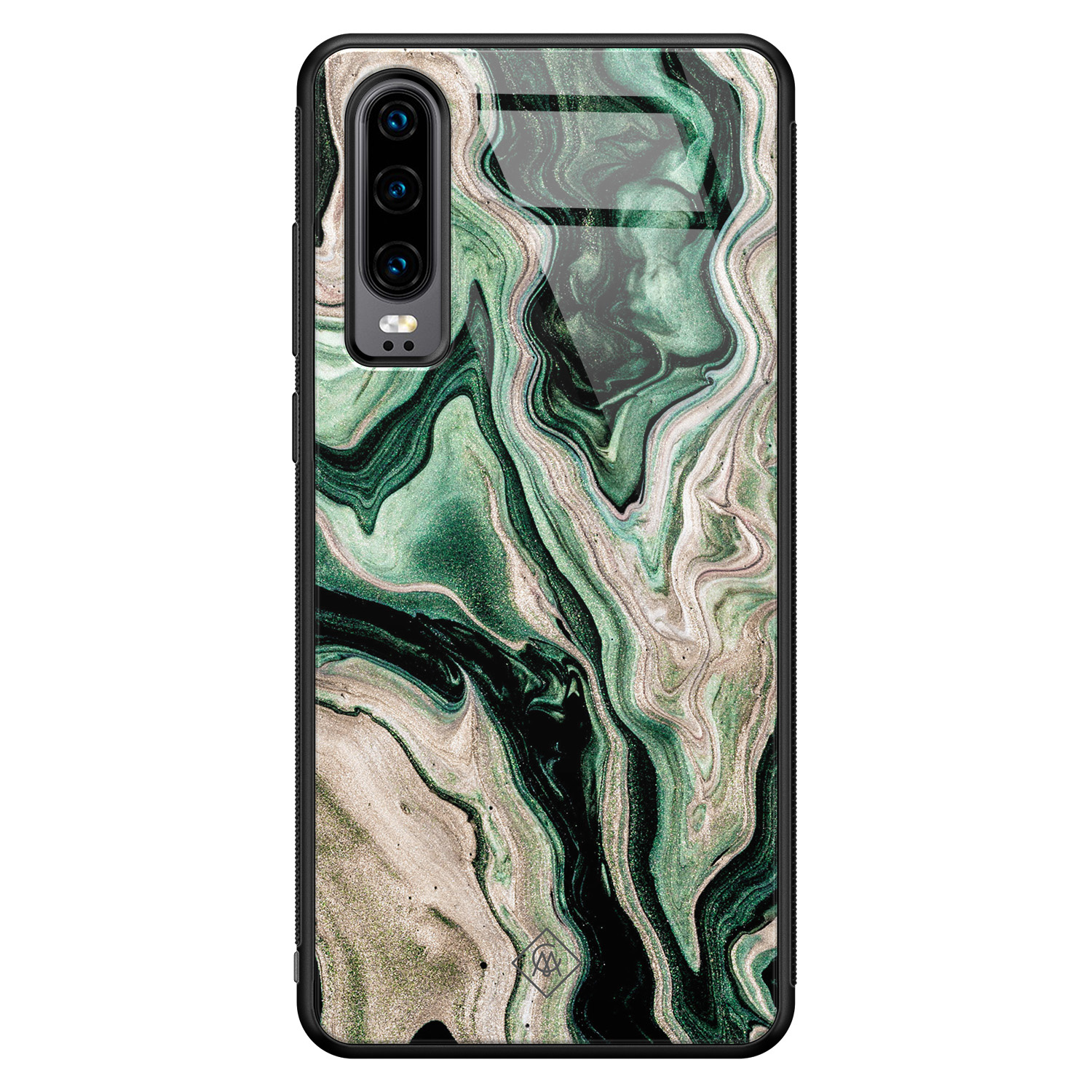 Huawei P30 glazen hardcase - Green waves