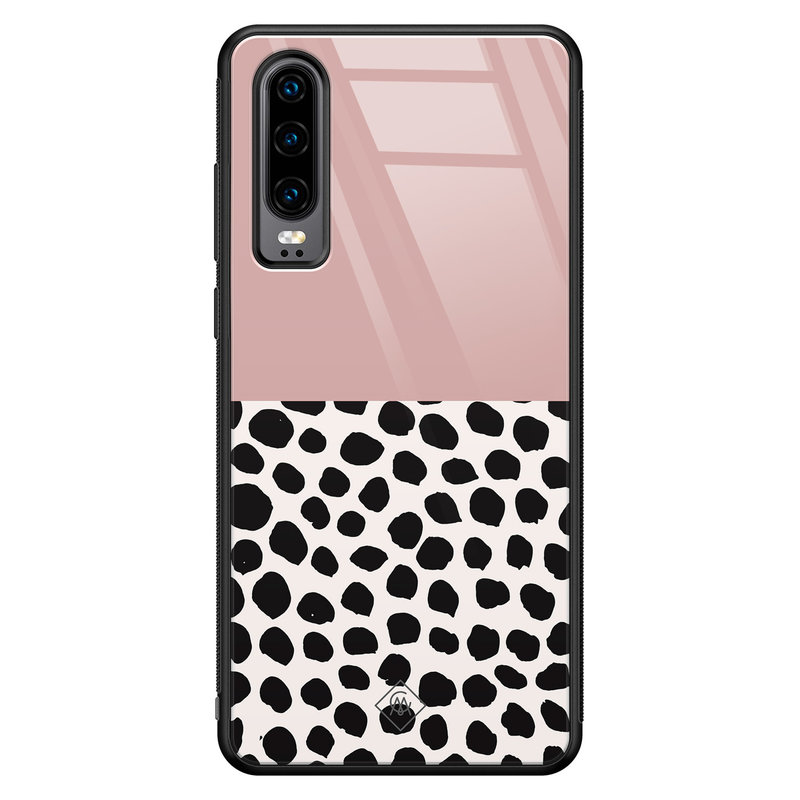 Casimoda Huawei P30 glazen hardcase - Pink dots