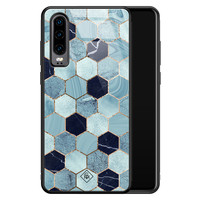 Casimoda Huawei P30 glazen hardcase - Blue cubes