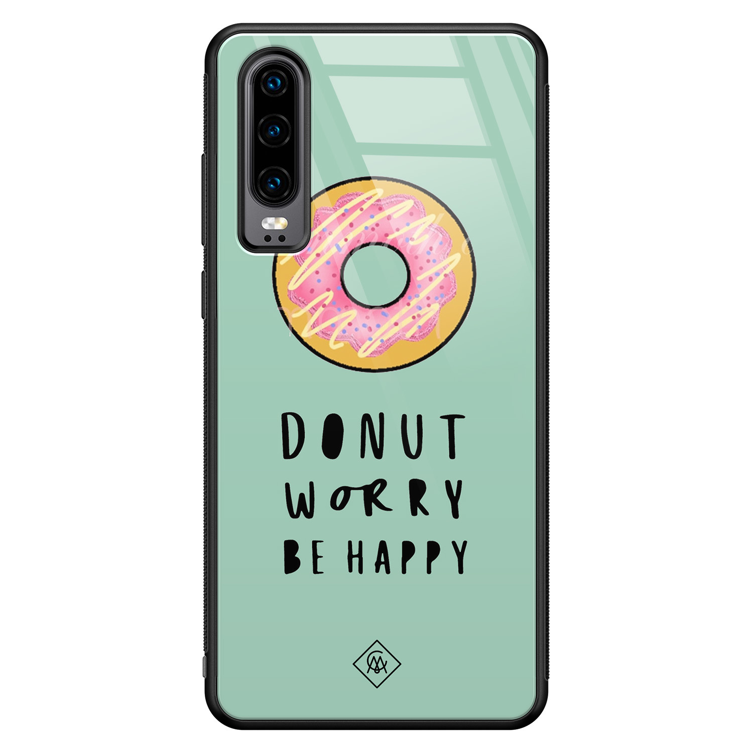 Huawei P30 glazen hardcase - Donut worry