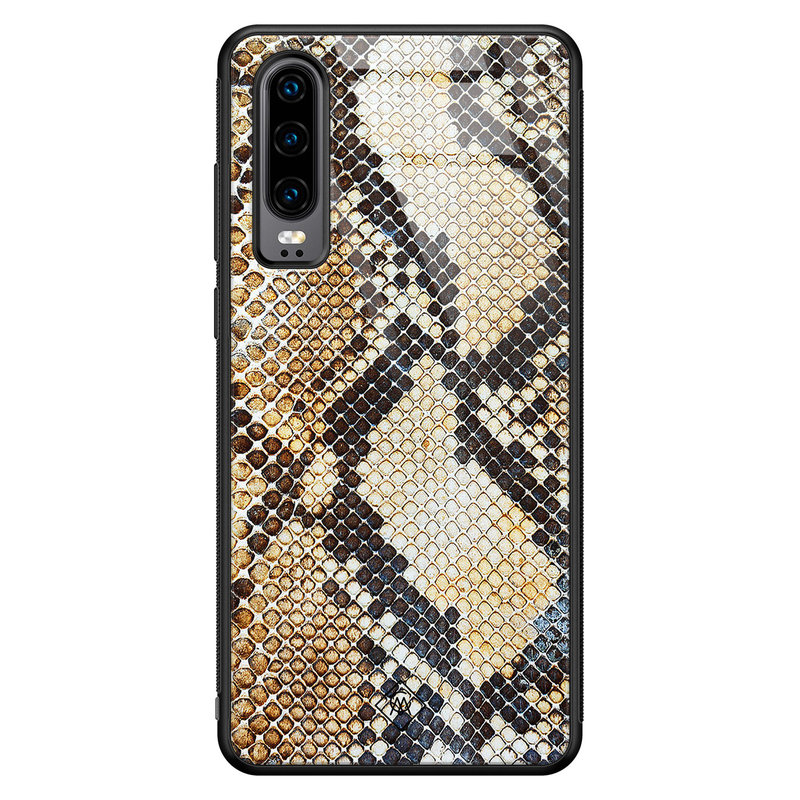 Casimoda Huawei P30 glazen hardcase - Golden snake