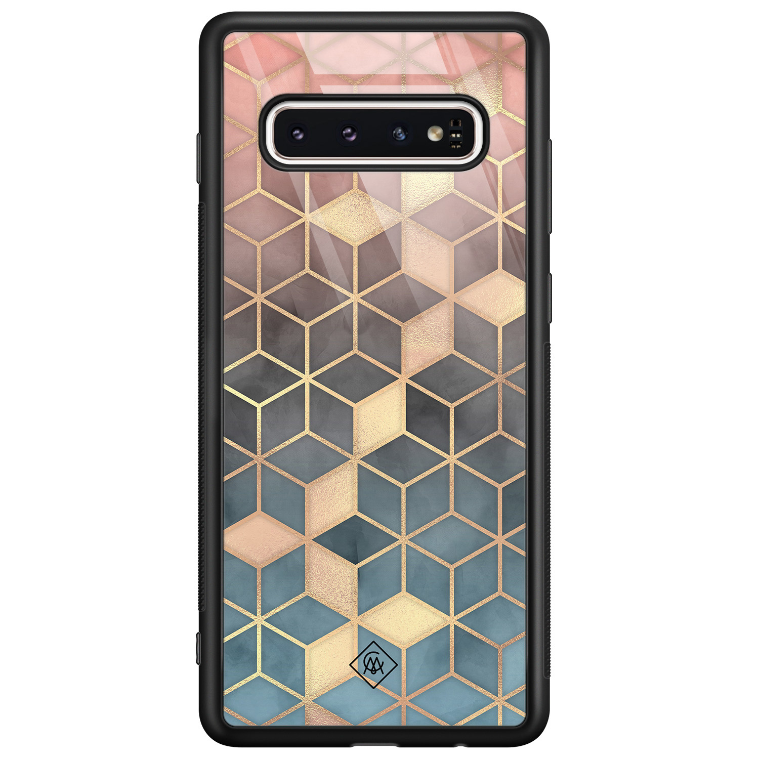 Samsung Galaxy S10 glazen hardcase Cubes art