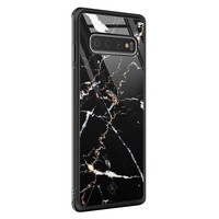 Casimoda Samsung Galaxy S10 glazen hardcase - Marmer zwart