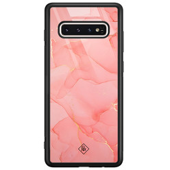 Casimoda Samsung Galaxy S10 glazen hardcase - Marmer roze