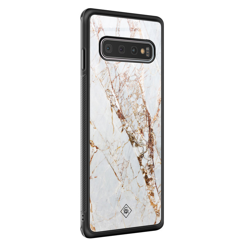 Casimoda Samsung Galaxy S10 glazen hardcase - Marmer goud