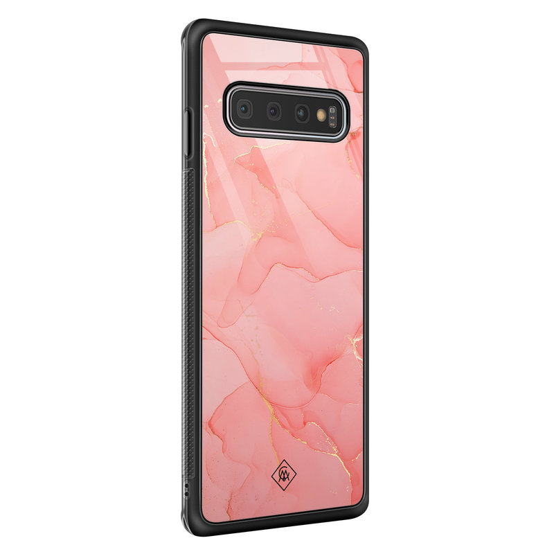 Casimoda Samsung Galaxy S10 glazen hardcase - Marmer roze