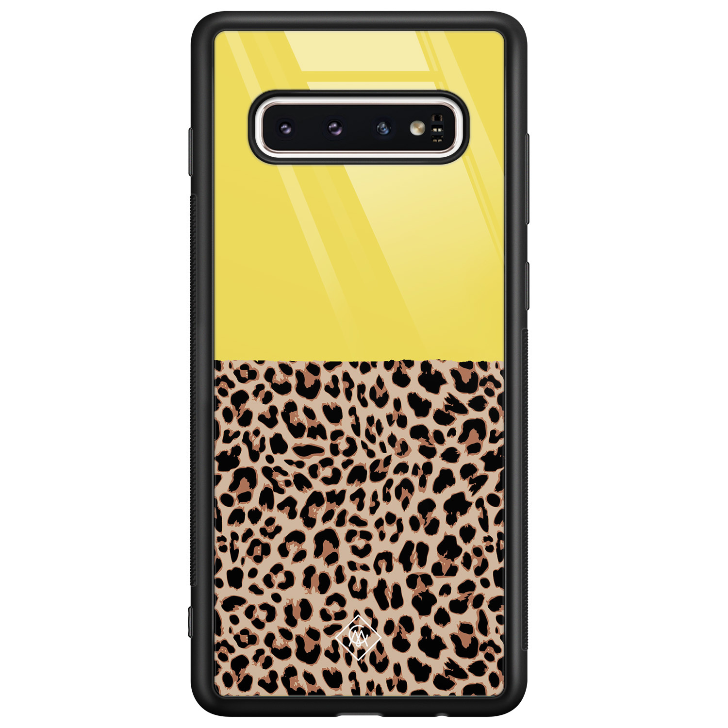 Samsung Galaxy S10 glazen hardcase Luipaard geel