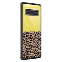 Casimoda Samsung Galaxy S10 glazen hardcase - Luipaard geel