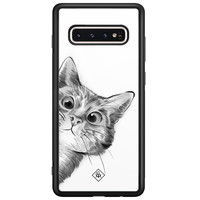 Casimoda Samsung Galaxy S10 glazen hardcase - Peekaboo