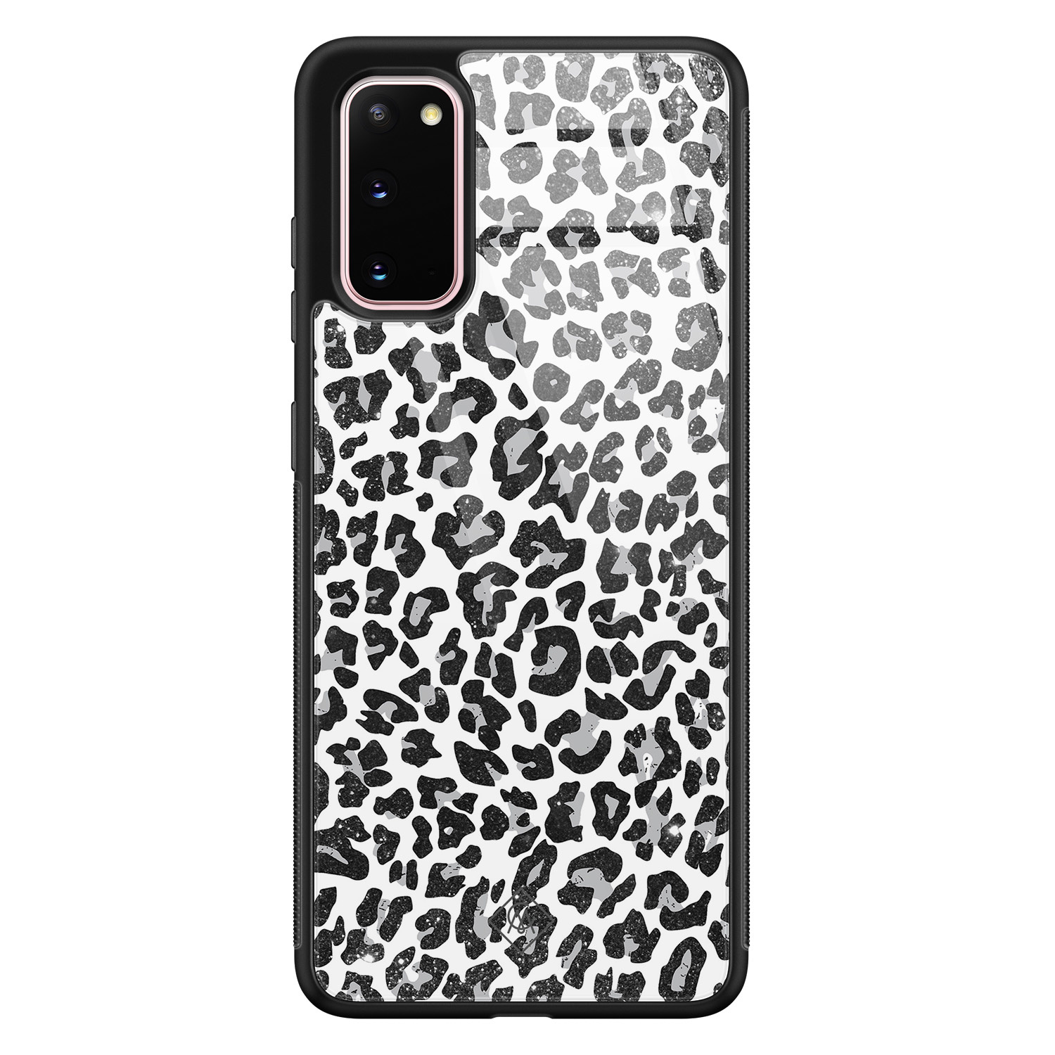 Samsung Galaxy S20 glazen hardcase Luipaard grijs