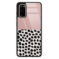 Casimoda Samsung Galaxy S20 glazen hardcase - Pink dots