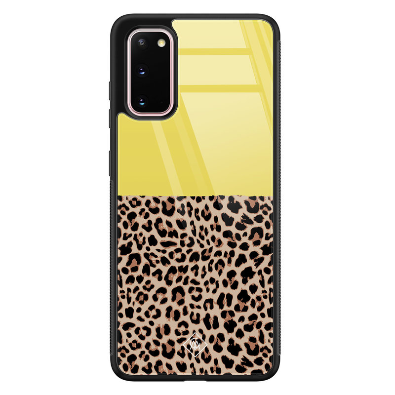 Casimoda Samsung Galaxy S20 glazen hardcase - Luipaard geel