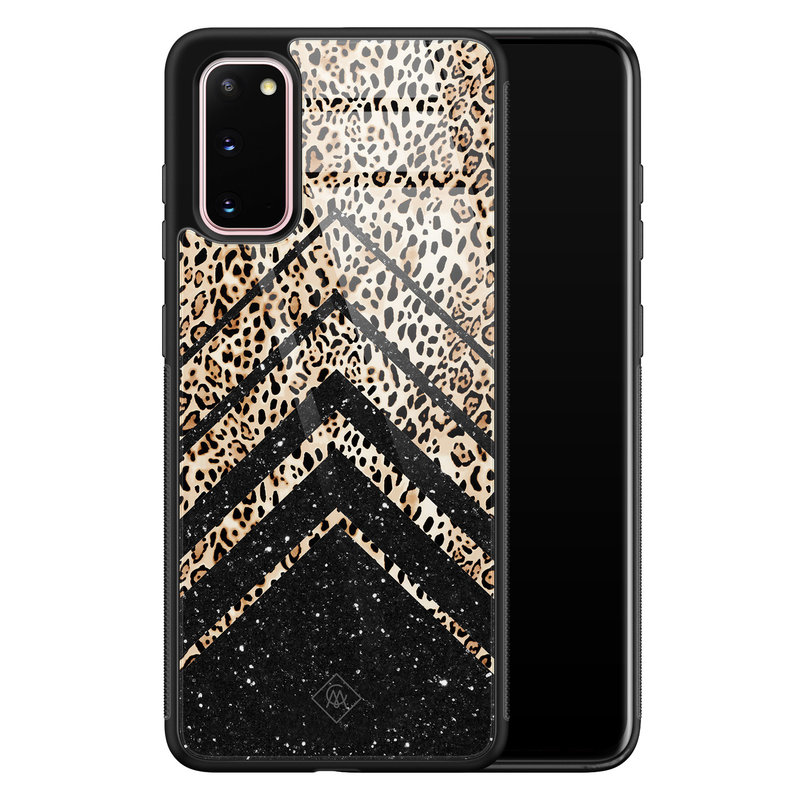 Casimoda Samsung Galaxy S20 glazen hardcase - Chevron luipaard