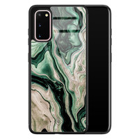 Casimoda Samsung Galaxy S20 glazen hardcase - Green waves