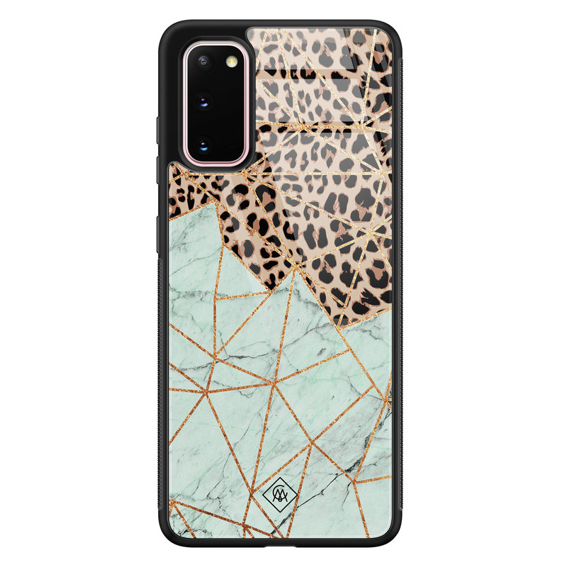 Casimoda Samsung Galaxy S20 glazen hardcase - Luipaard marmer mint