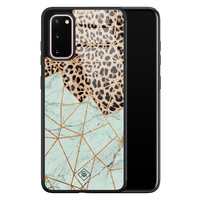 Casimoda Samsung Galaxy S20 glazen hardcase - Luipaard marmer mint