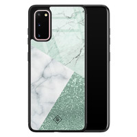 Casimoda Samsung Galaxy S20 glazen hardcase - Minty marmer collage