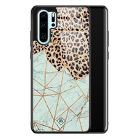 Casimoda Huawei P30 Pro glazen hardcase - Luipaard marmer mint