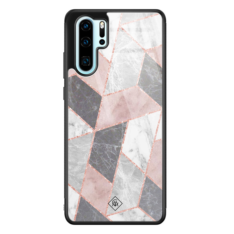 Casimoda Huawei P30 Pro glazen hardcase - Stone grid