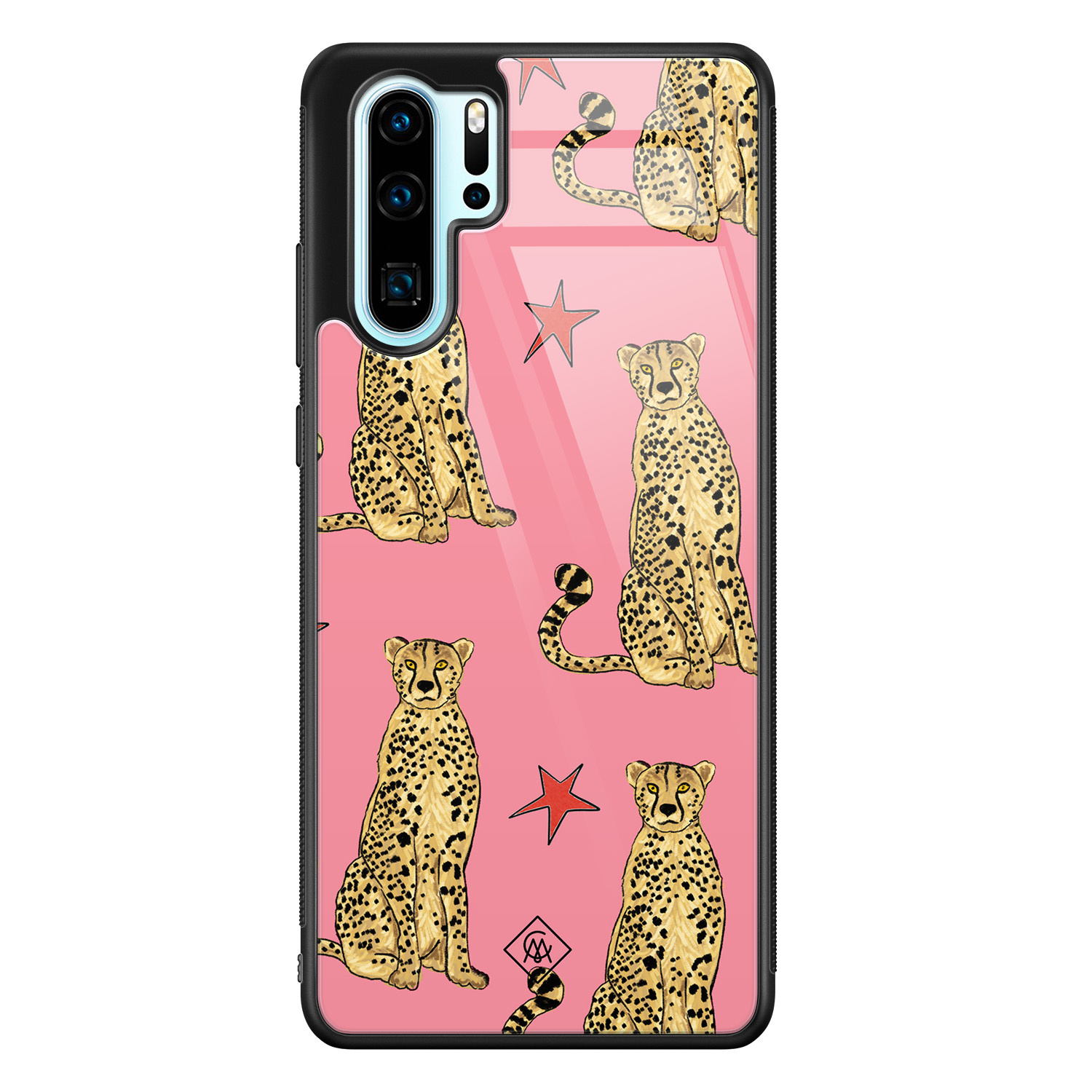 Huawei P30 Pro glazen hardcase - The pink leopard