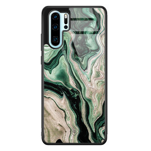 Casimoda Huawei P30 Pro glazen hardcase - Green waves