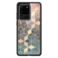 Casimoda Samsung Galaxy S20 Ultra glazen hardcase - Cubes art