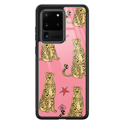 Casimoda Samsung Galaxy S20 Ultra glazen hardcase - The pink leopard