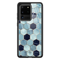 Casimoda Samsung Galaxy S20 Ultra glazen hardcase - Blue cubes