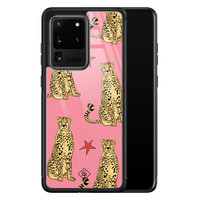 Casimoda Samsung Galaxy S20 Ultra glazen hardcase - The pink leopard