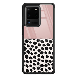 Casimoda Samsung Galaxy S20 Ultra glazen hardcase - Pink dots