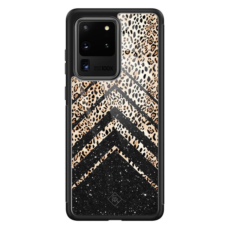 Casimoda Samsung Galaxy S20 Ultra glazen hardcase - Chevron luipaard