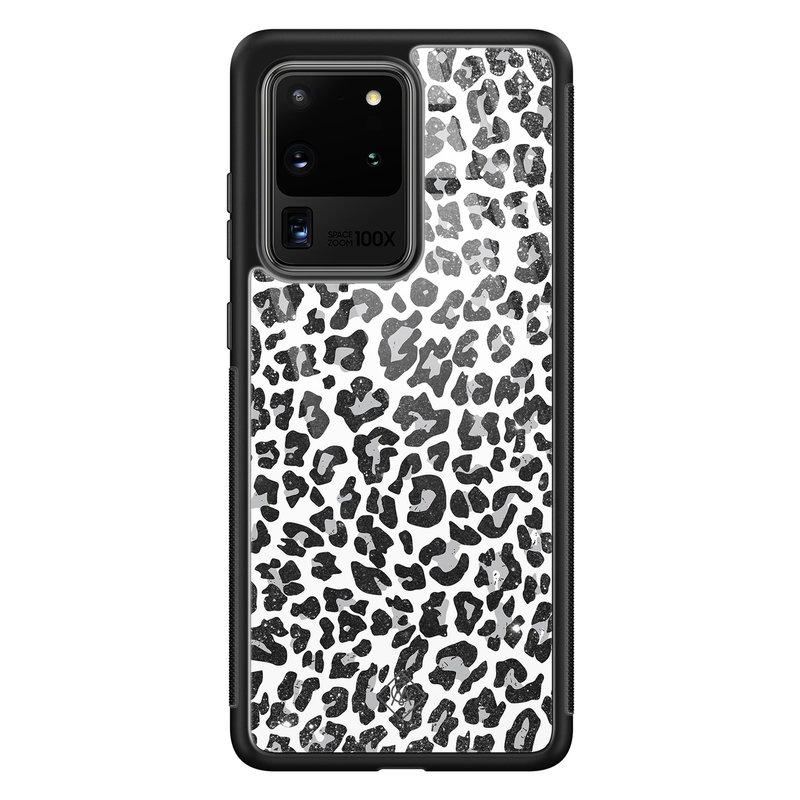 Casimoda Samsung Galaxy S20 Ultra glazen hardcase - Luipaard grijs
