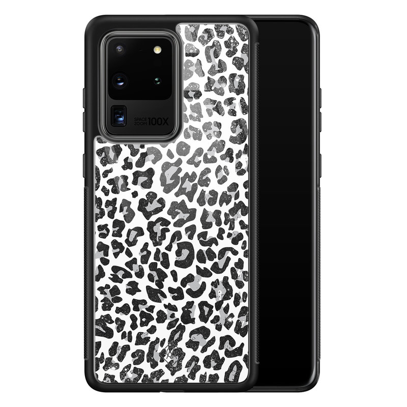 Casimoda Samsung Galaxy S20 Ultra glazen hardcase - Luipaard grijs