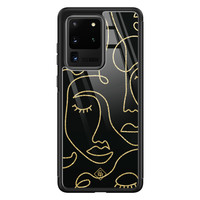 Casimoda Samsung Galaxy S20 Ultra glazen hardcase - Abstract faces