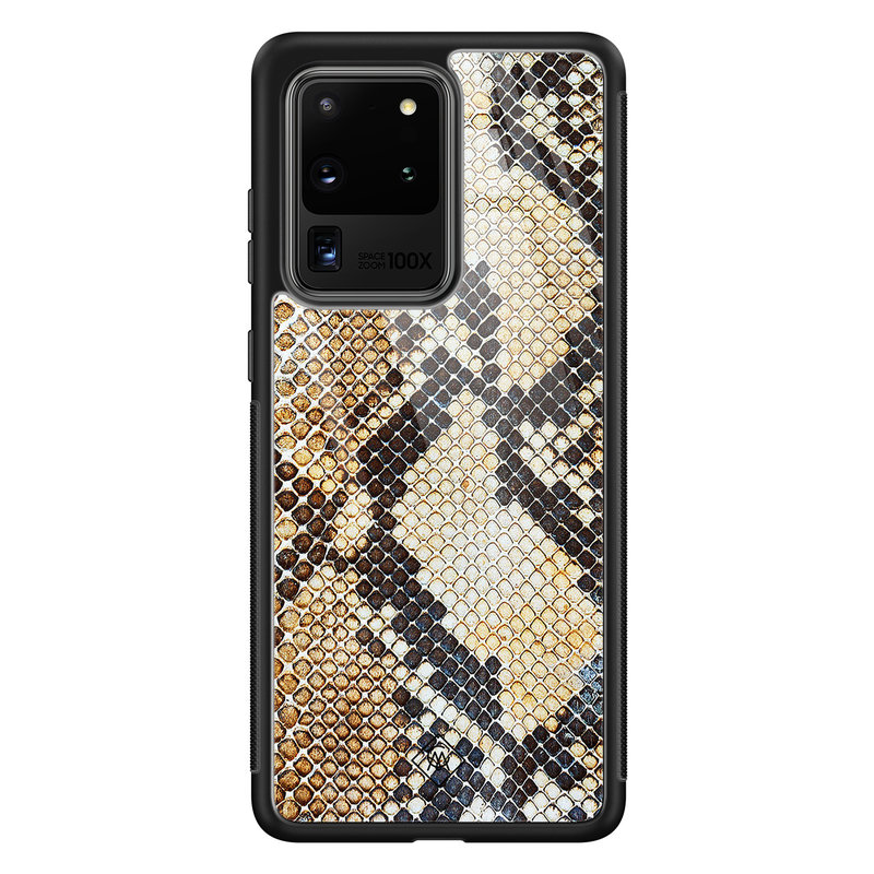 Casimoda Samsung Galaxy S20 Ultra glazen hardcase - Golden snake