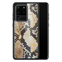 Casimoda Samsung Galaxy S20 Ultra glazen hardcase - Golden snake