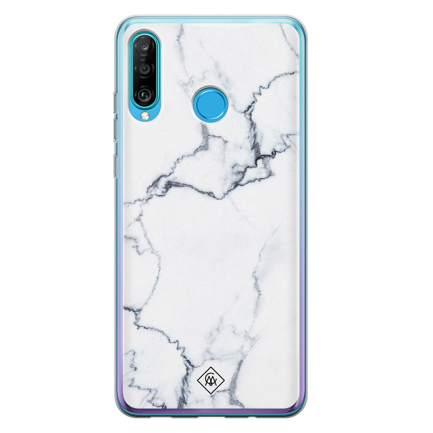 Huawei P30 Lite siliconen hoesje Marmer grijs