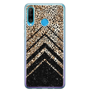 Casimoda Huawei P30 Lite siliconen hoesje - Chevron luipaard
