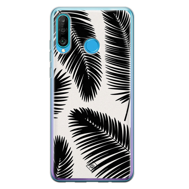 Casimoda Huawei P30 Lite siliconen telefoonhoesje - Palm leaves silhouette