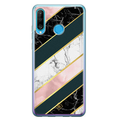 Casimoda Huawei P30 Lite siliconen hoesje - Marble stripes