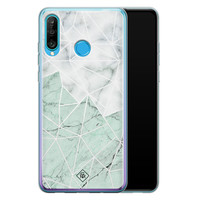 Casimoda Huawei P30 Lite siliconen telefoonhoesje - Marmer mint mix