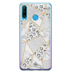 Casimoda Huawei P30 Lite siliconen hoesje - Stone & leopard print