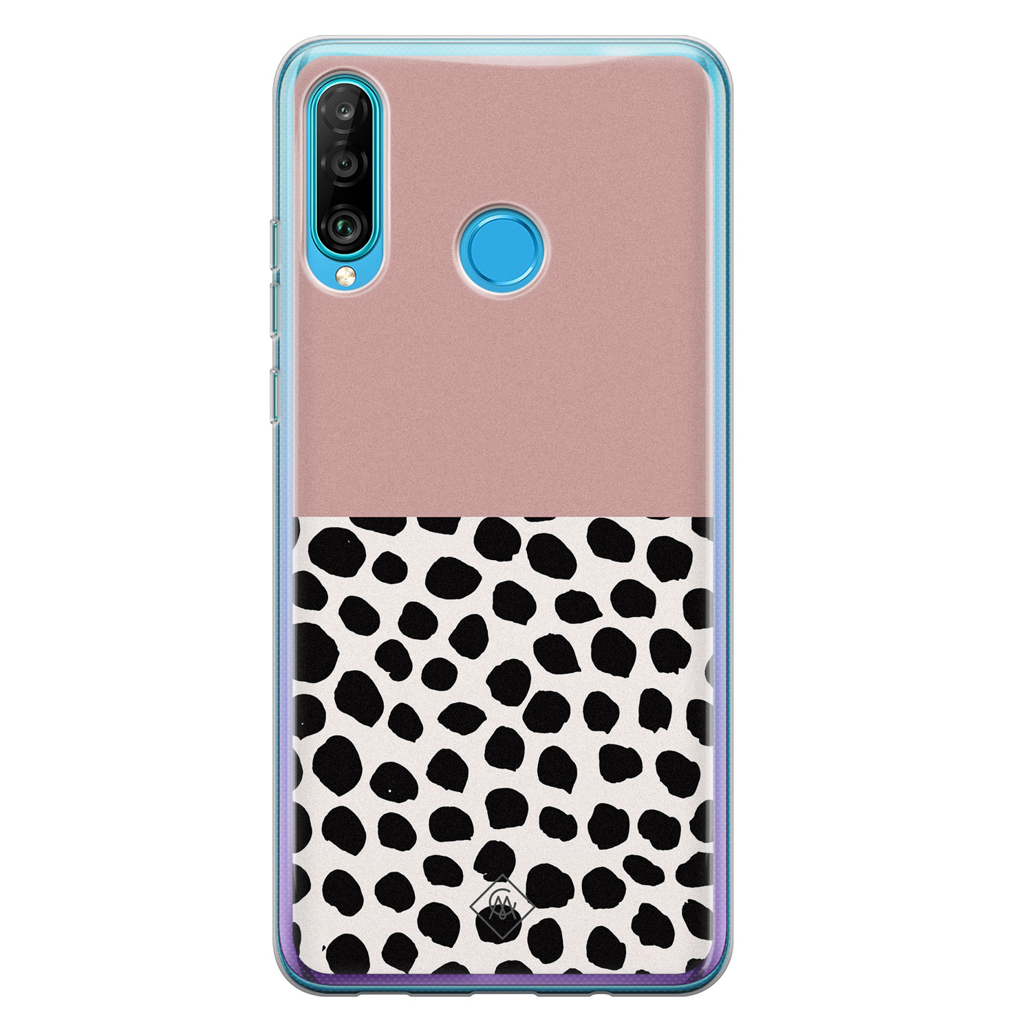 Huawei P30 Lite siliconen hoesje - Pink dots