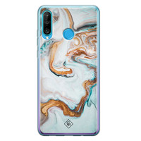 Casimoda Huawei P30 Lite siliconen hoesje - Marmer blauw goud