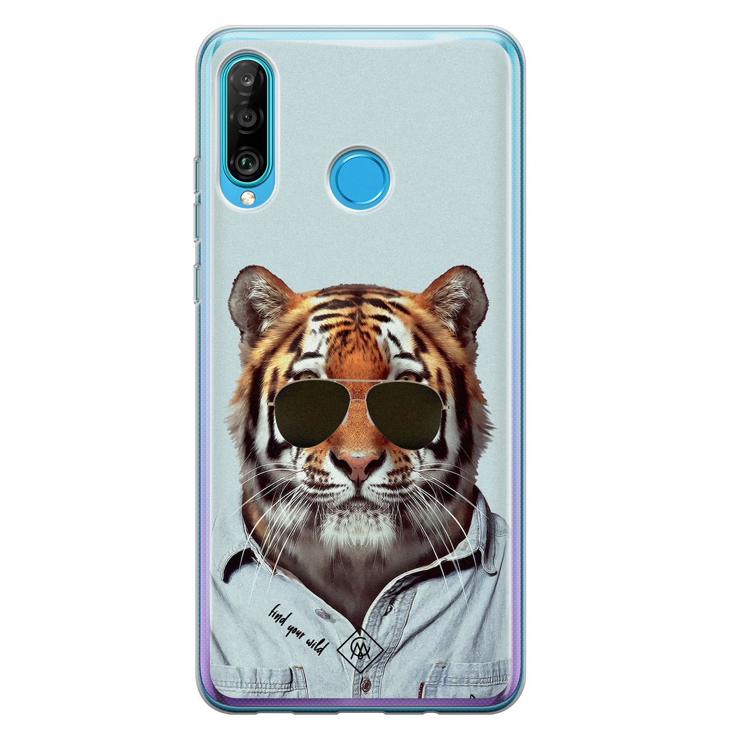 Huawei P30 Lite siliconen hoesje Tijger wild