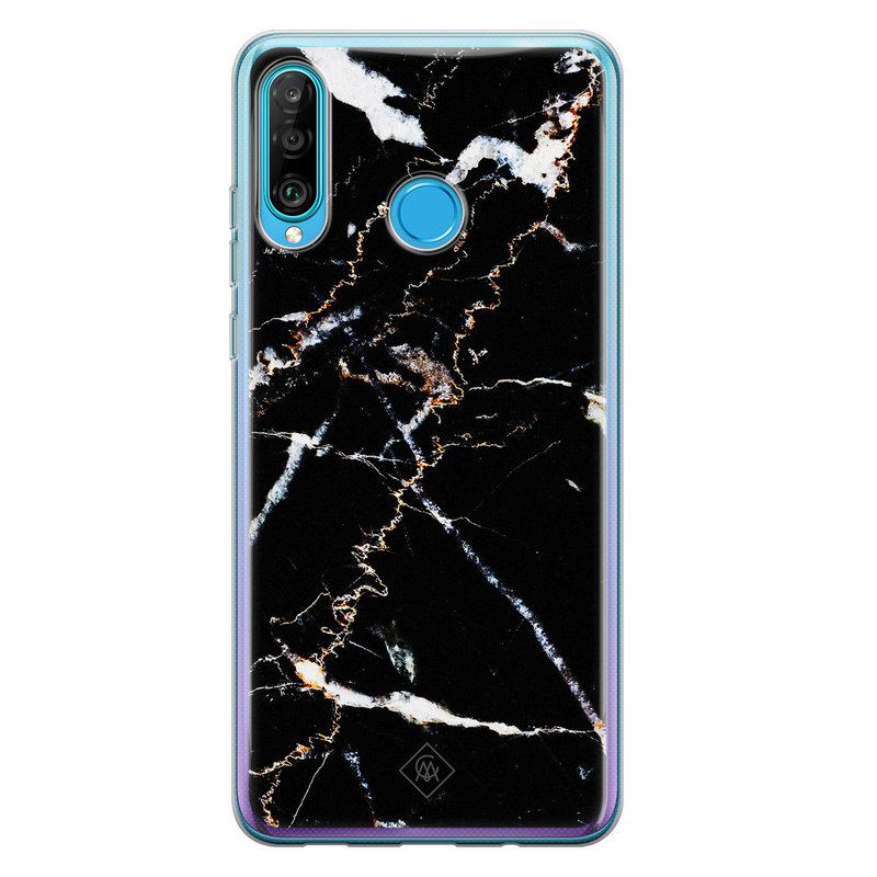 Casimoda Huawei P30 Lite siliconen hoesje - Marmer zwart